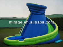 A whirlwind slide/water slide and inflatable slide with pool