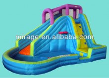 inflatable water slide with pool and hoop