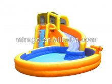 Island water slide with pool and water gun