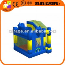 blue commercial inflatable moonwalk with slide