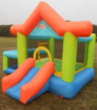 Inflatable trampoline with basketball hoop